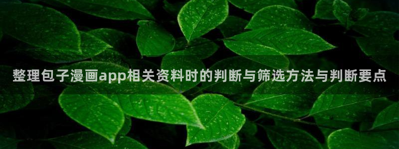 七七漫画网站最新地址：整理包子漫画app相关资料时的判断与筛选方法与判断要点